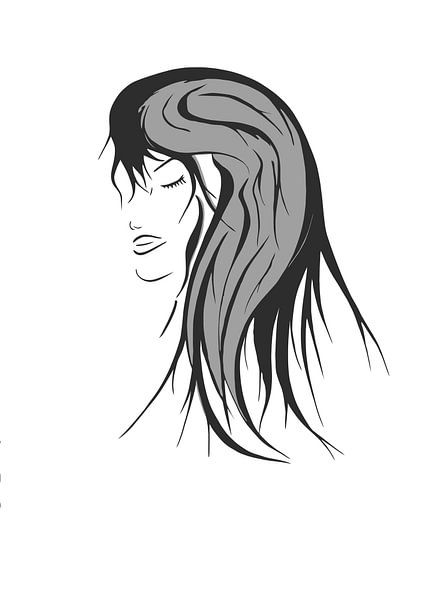 Dessins en noir et blanc avec des reflets gris d'un visage de femme par Wandersti