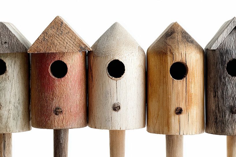 Rangée de nichoirs en bois par Vlindertuin-Art
