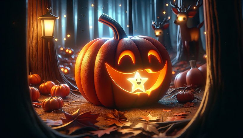 Une nuit d'Halloween mystérieuse avec des citrouilles lumineuses par artefacti