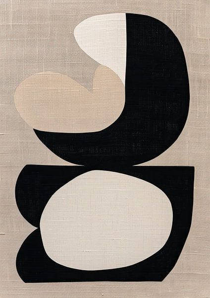 Oeuvre d'art scandinave sur lin naturel par Collection Moderne