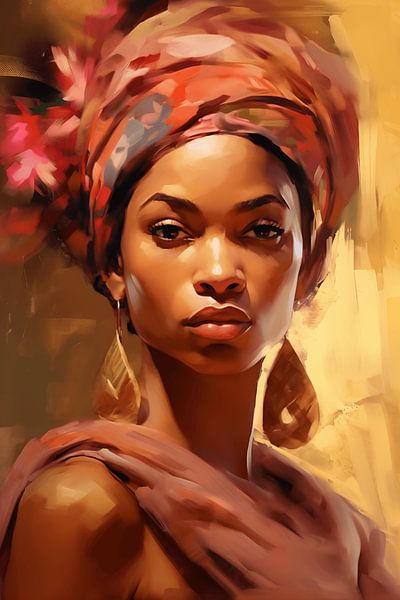 African woman in Sepia and Pink by Steinfox Art