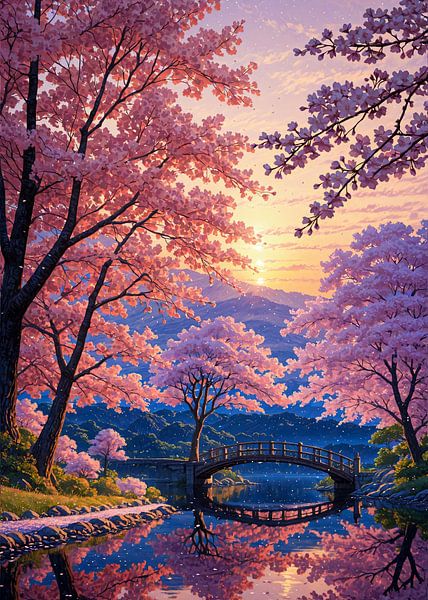 Cherry Blossom Sakura River Spring Japan by Ruzerin