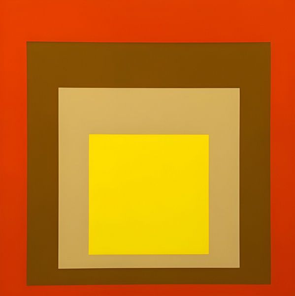 Josef Albers - Hommage au carré, rouge, brun, beige, jaune, 2. haute résolution par Vivanne
