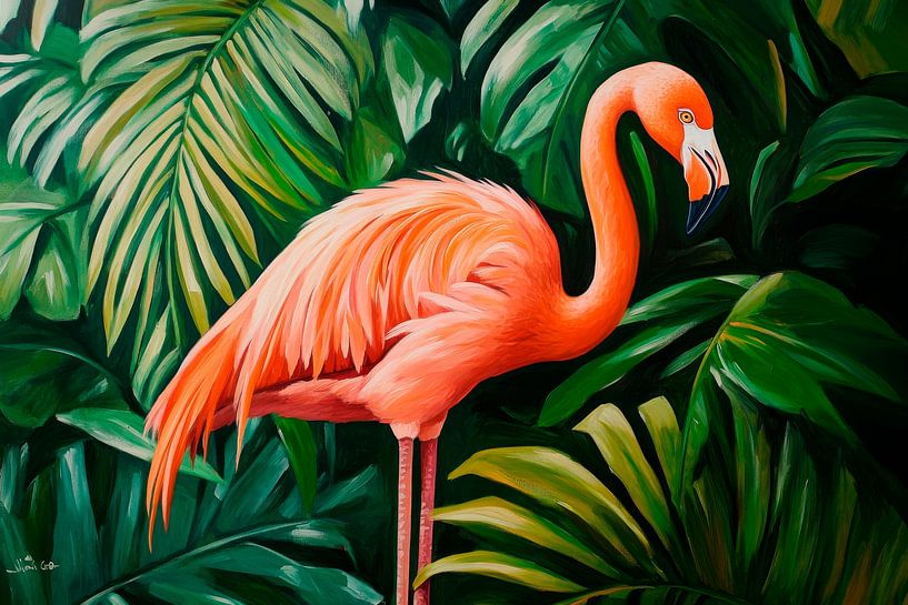Flamingo im Dschungel von Poster Art Shop