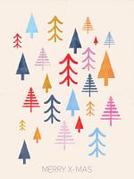 Colorful Christmas Trees - Kerst Print