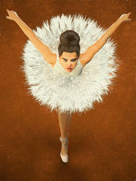 Gemalte Ballerina Löwenzahn von Arjen Roos