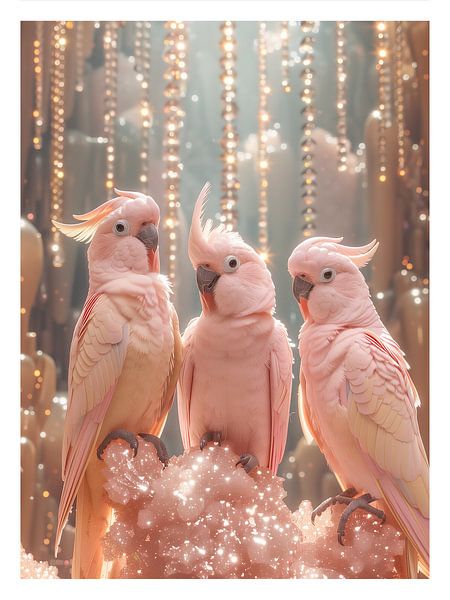 Pink cockatoos by Malou Studio