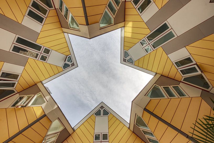 Les maisons Cube de Rotterdam vues d'en bas par Rini Braber