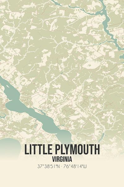 Alte Karte von Little Plymouth (Virginia), USA. von Ortsdrucke