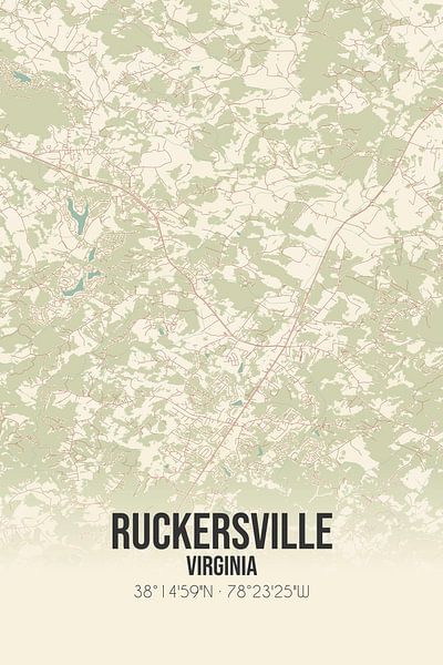 Vintage map of Ruckersville (Virginia), USA. by Prints of Place