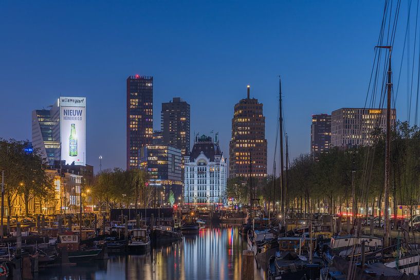 Le Haringvliet à Rotterdam au cours de l'heure bleue par MS Fotografie | Marc van der Stelt