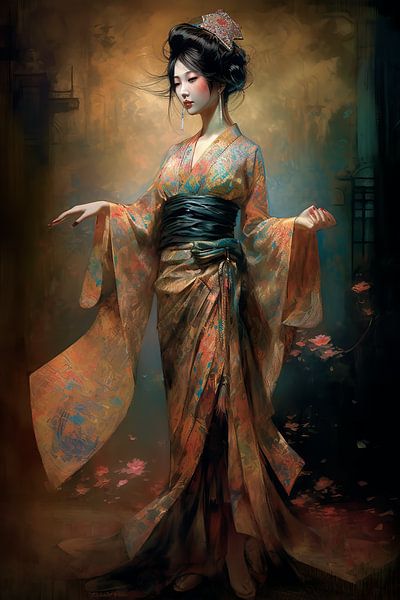 Geisha, in Pose von Carla van Zomeren