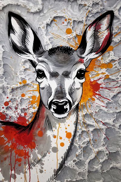 Dynamic deer with colourful splashes by Art & Soul Creations