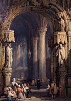 Worshippers Gather in a Gothic Cathedral