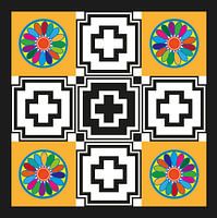 Anunnaki Cross UFO Orange Black & White Multicolor