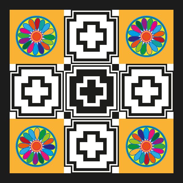 Anunnaki Cross UFO Orange Black &amp; White Multicolor by Esther van de Beek