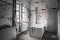 Fake bloody bathroom in abandoned hospital
