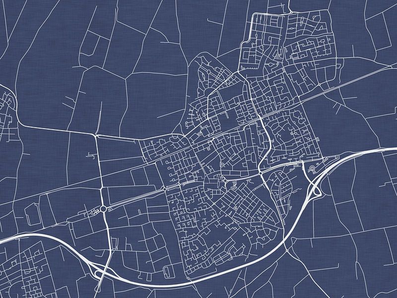 Karte von Etten-Leur in Königsblau von De Kaartenwinkel