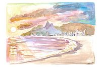 Coucher de soleil à Praia de Ipanema Rio de Janeiro Brésil