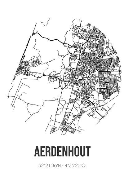Aerdenhout (Noord-Holland) | Karte | Schwarz und Weiß von Ortsdrucke