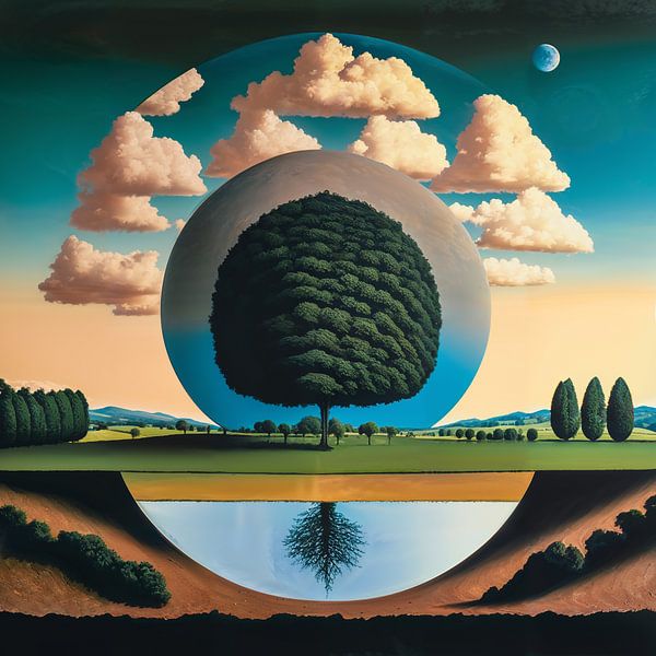 surreal summer landscape with trees and clouds by Roger VDB