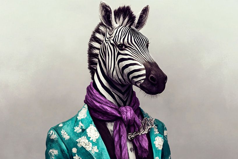 Zèbre anthropomorphe en tenue colorée par Imperial Art House