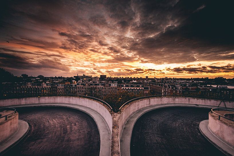 Dramatic sunset Amsterdam! by Peter Haastrecht, van