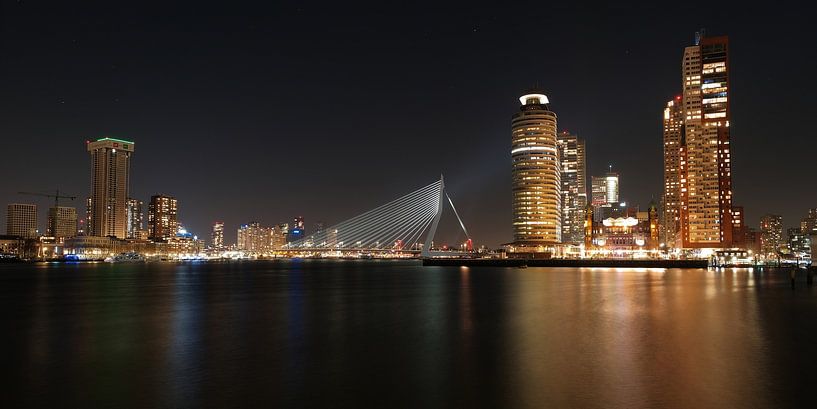 Erasmusbrücke im Abendlicht von Bas Vogel