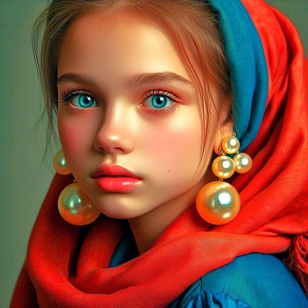 Sweet young girl with pearls,. by Ineke de Rijk