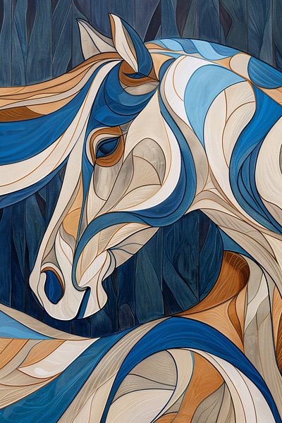 Colourful cubist painting of a horse by Art & Soul Creations