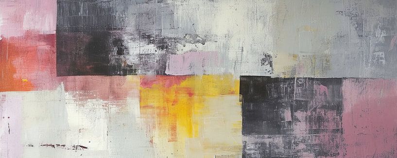 Moderne Abstractie | Sunset Spectrum Grid van Kunst Kriebels