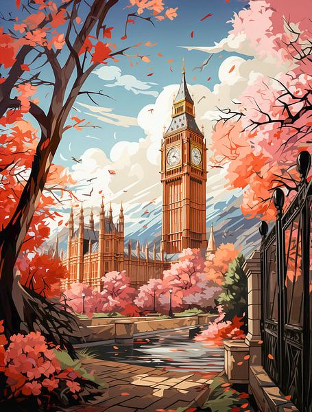 Big Ben im Frühling von Kees van den Burg