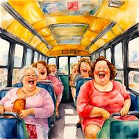 Des femmes douillettes sur la route dans le bus