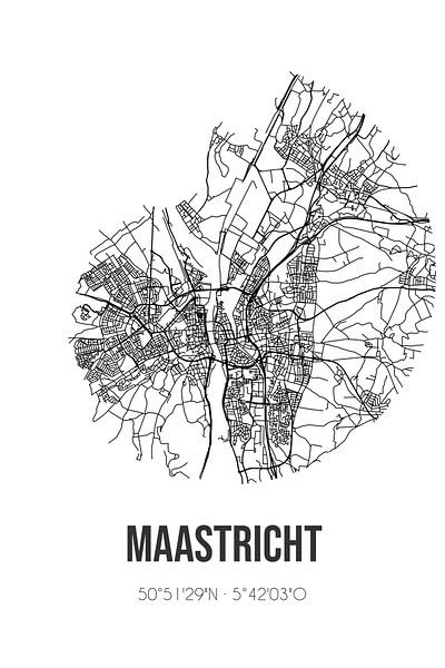 Maastricht (Limburg) | Karte | Schwarz und weiß von Ortsdrucke