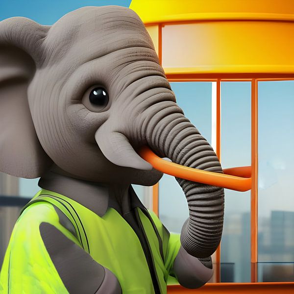 Elefant als Bauarbeiter von Babetts Bildergalerie