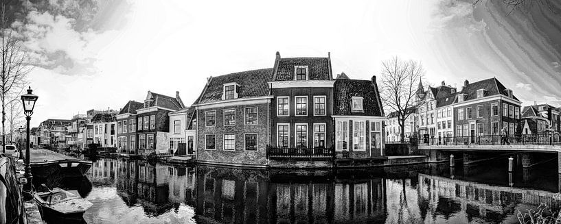 Nouveau Rhin Panorama Leiden Pays-Bas Noir et Blanc par Hendrik-Jan Kornelis