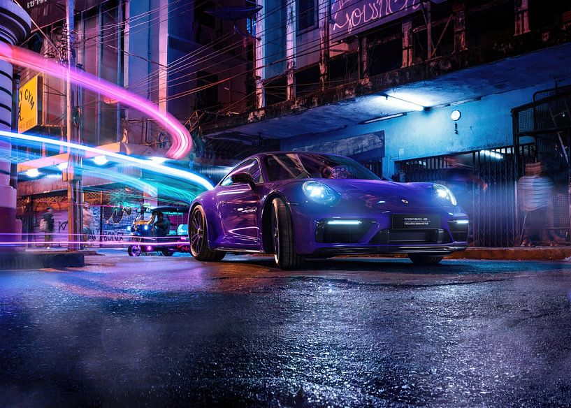 Porsche en ville par Ma Chan