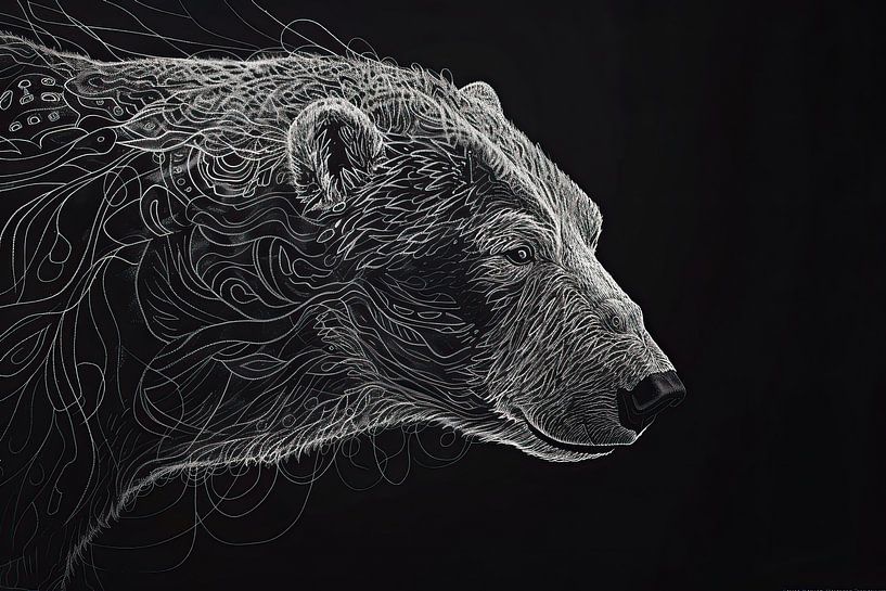Painting Bear Black-and-white by Art Whims