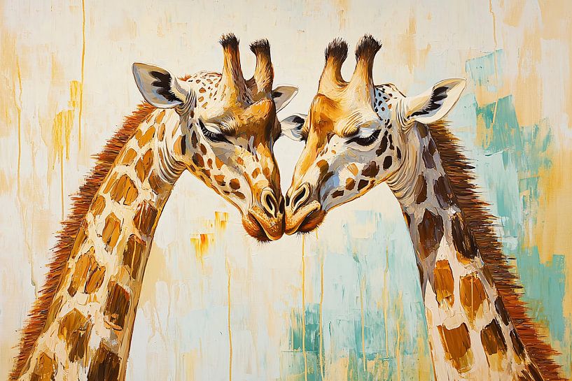 Liebevolle Giraffe Malerei Kunst von Imperial Art House