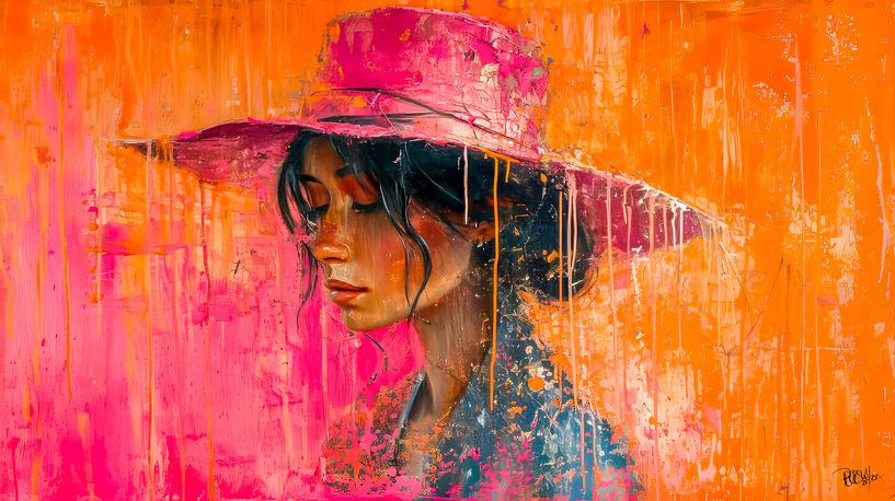 Portrait woman &quot; Fiery Contemplation &quot; by René van den Berg