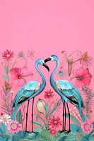 Rosa Pop-Art: Flamingos und Blumen