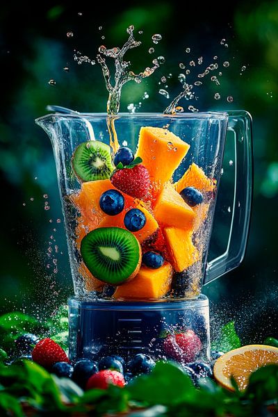 Frische Früchte im Mixer – Spritzige Farben von Poster Art Shop