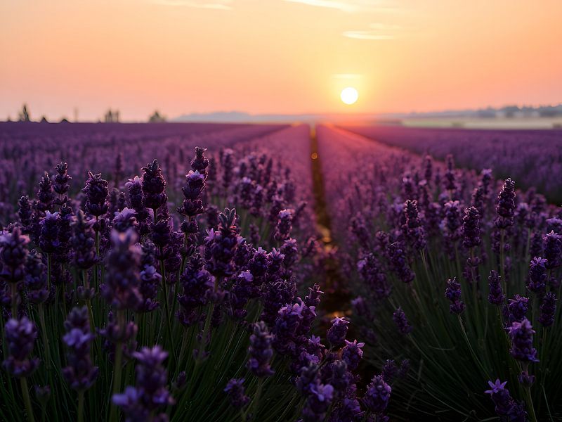 Coucher de soleil sur un champ de lavande par ButterflyPix