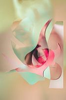 Abstracte collage in pastel en roze