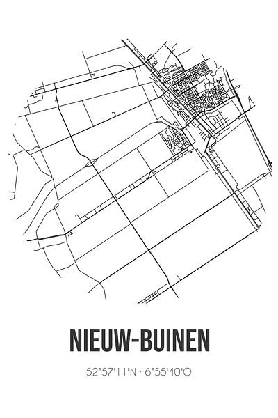 Nieuw-Buinen (Drenthe) | Karte | Schwarz und Weiß von Ortsdrucke