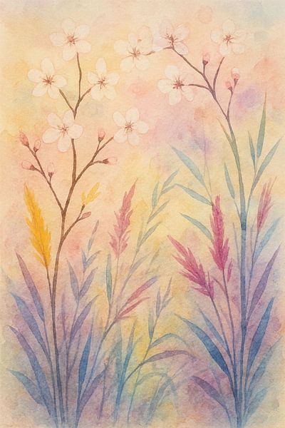 Kirschblüte und Gräser von Claudia Gründler