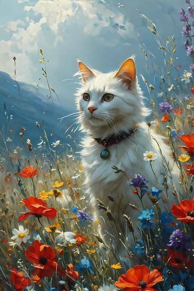cat in a sea of flowers by Bella Luna Fotografie