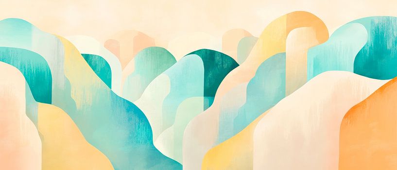 Zachte heuvels in zachte kleuren van Poster Art Shop