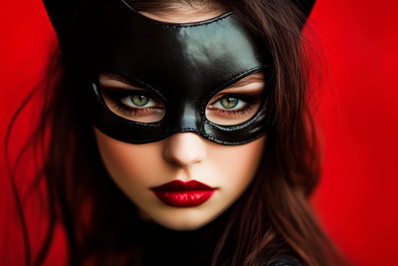 Portrait fascinant en masque - Teinte rouge par Poster Art Shop