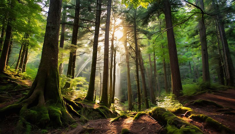 Forêt avec arbres avec chemin forestier par Mustafa Kurnaz